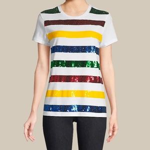 Stripes HBC x Colour Me Courtney Hudson's Bay Sequin Striped T-Shirt